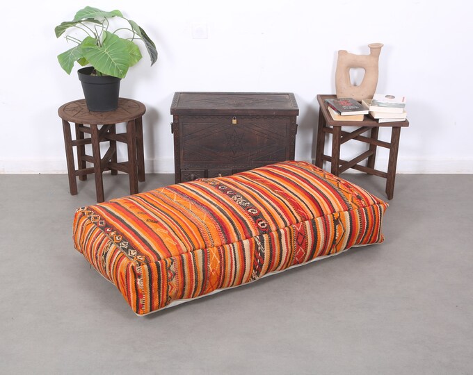Moroccan kilim pouf cover-Bohemian Floor cushion-ottoman pouf 48" 24" 8"