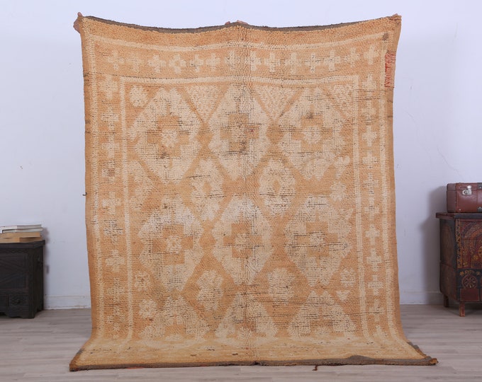 Large Moroccan Rug,Berber Wool Rug,Vintage Area Rug,Authentic Rug,Boho Berber Rug 7.4 x 5.7 FEET