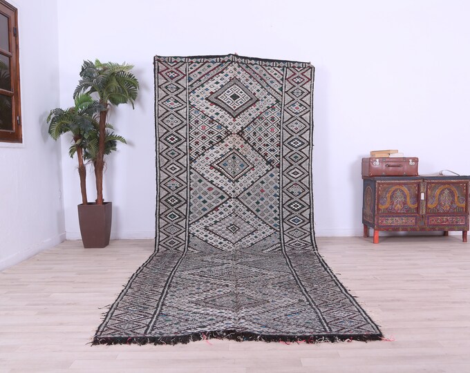Vintage Large Kilim Rug,bohemian kilim rug,Flatwoven rug,Authentic Unique rug12.8x5.0FT