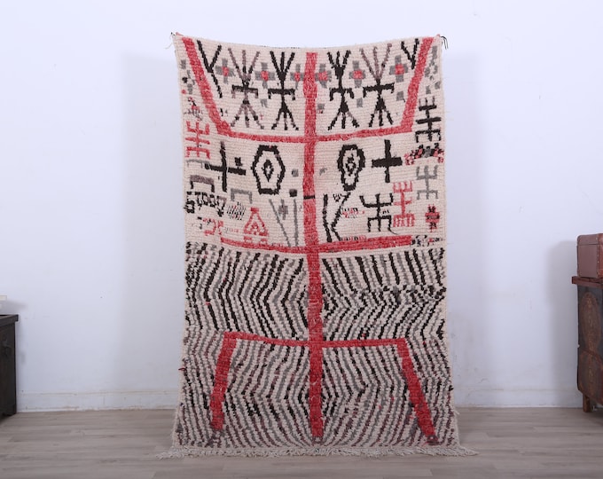 Moroccan Berber Wool Rug Tribal Rug Unique Area Rug 5.7 x 3.7FEET