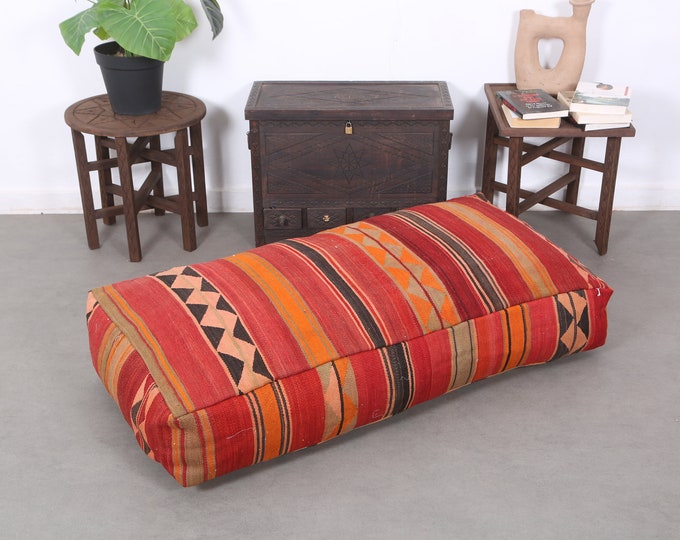 Moroccan kilim pouf,Amazing Floor cushion -Amazing ottoman pouf 48" 24" 8"