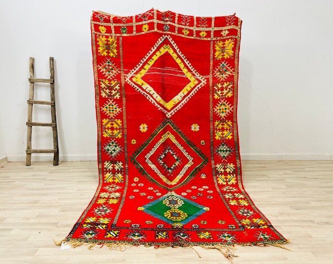 Moroccan Berber rug Handmade wool rug Bohemian rug colorful rug 9.6 x 5.1 Feet/Freeshipping