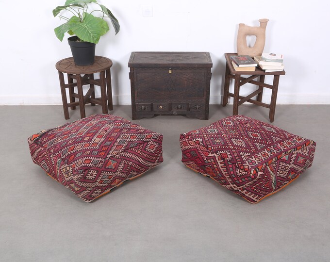 Colorful Pouf,Ottoman Floor Coushion for Livingroom pouf Berber Cushion Covers 24x24x8Inch