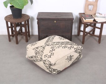 Moroccan  pouf,Berber Stool cover,Wonderful Cushion Floor Cover,Square Pouffe 24" x 24" x 8"