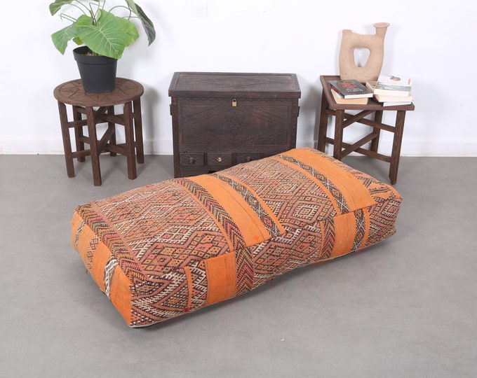 Amazing kilim Floor Cushion Moroccan Pouffe Handwoven Floor pouf Large Pouf 48" 24" 8"