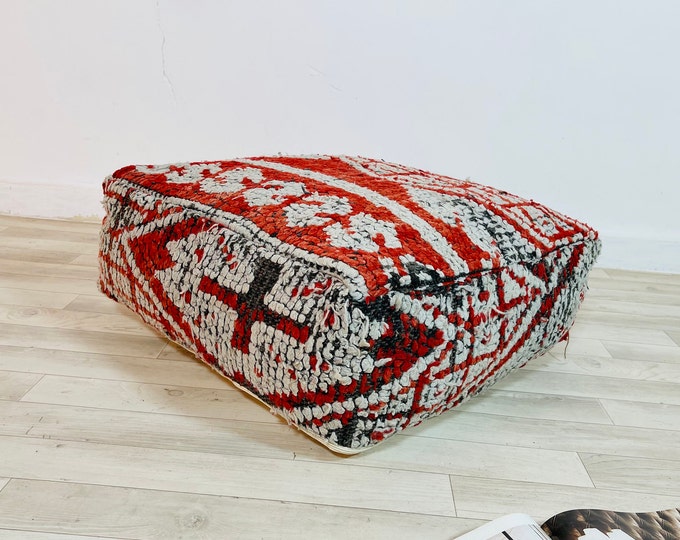 Moroccan Square Pouf,Ottoman Cushion,Vintage Pouffe,Woven Pouf,Livingroom pouf,Nursery,Bedroom,Kids,Game,roomAprox24"24"8"