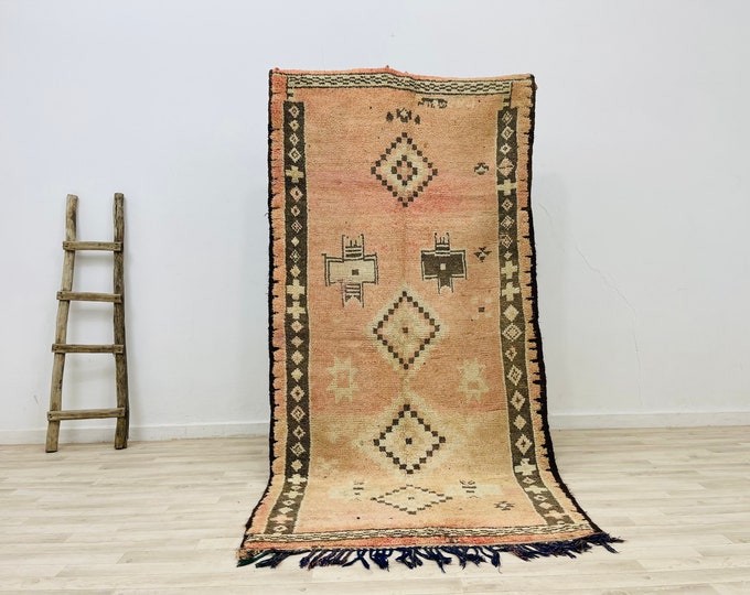 Vintage Moroccan Rug-Berber Rug-Oriental Rug-Livingroom rug-Wool Rug 8.3 x 4.1FT/Free shipping