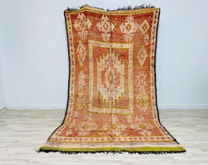 Vintage Rug 8.8x5Feet_Handmade Antique rug_Organic Rug_Home Decor Rug_Wool Rug_Bedroom rug_Office Rug_Berber rug