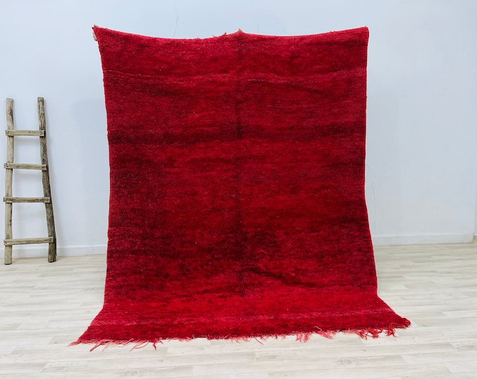 Moroccan Red Rug,Geguine Wool,handwoven Rug,Area Rug 5.9x7.7FT