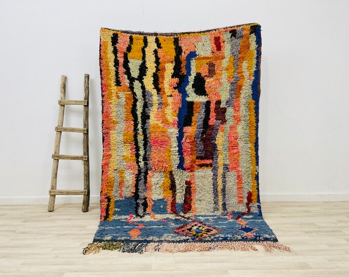 Colorful Moroccan Rug Handmade Wool Rug Organic Rug Livingroom Rug,Bedroom rug 7.2x5Ft