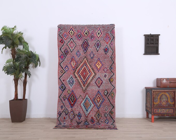 Moroccan Colorful Rug-Tribal Rug-Stunning Boujaad Rug,Area Rug 7.3 x 3.8 FT