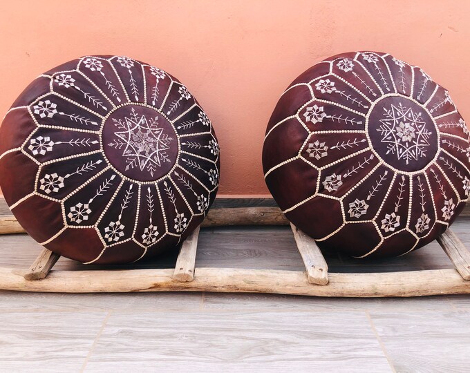 Moroccan leather pouf,ottoman foot stool,luxury pouf,home decor instuffed,both,freeshipping