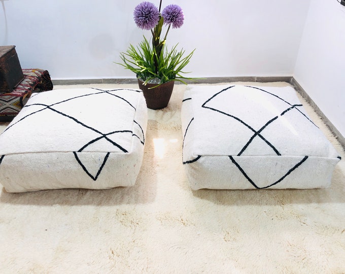 Moroccan kilim pouf cover pillows footstool ottoman pouf 24"24"8"