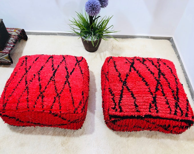 Vintage Floor Cushions Moroccan Red poufs pillow cover seat cushion foot stool ottoman chair 24"24"8" freeshipping