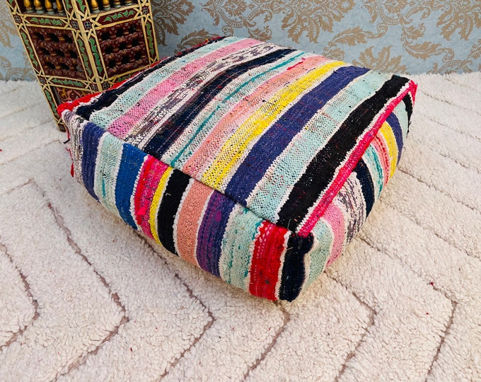 Amazing colorful floor cushions berber poufs stool covers ottoman  24" 24" 8" Inches