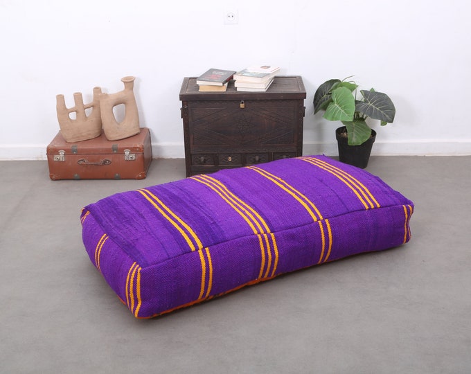Purple floor cushion vintage floor pouf ottoman pouffe 48" x 24" x 8" FREE SHIPPING