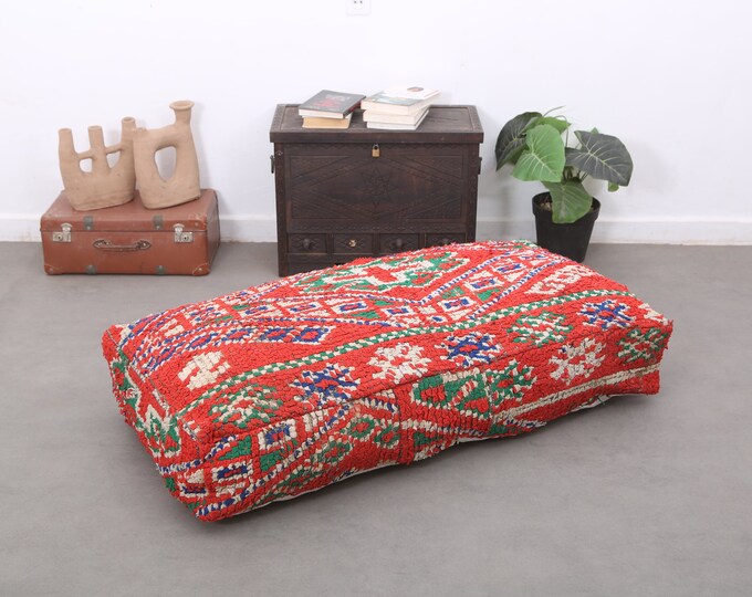 Vintage large floor cushion pouf berber ottoman stool cover 48" x 24" x 8" FREE SHIPPING