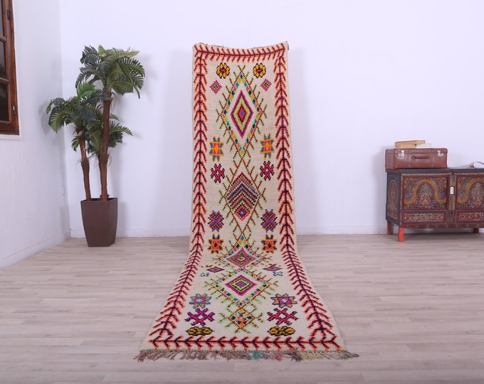Colorful vintage runner rug,Bohemain Rug,Tribal rug,berber rug,Entryway rug 12.4x3FT