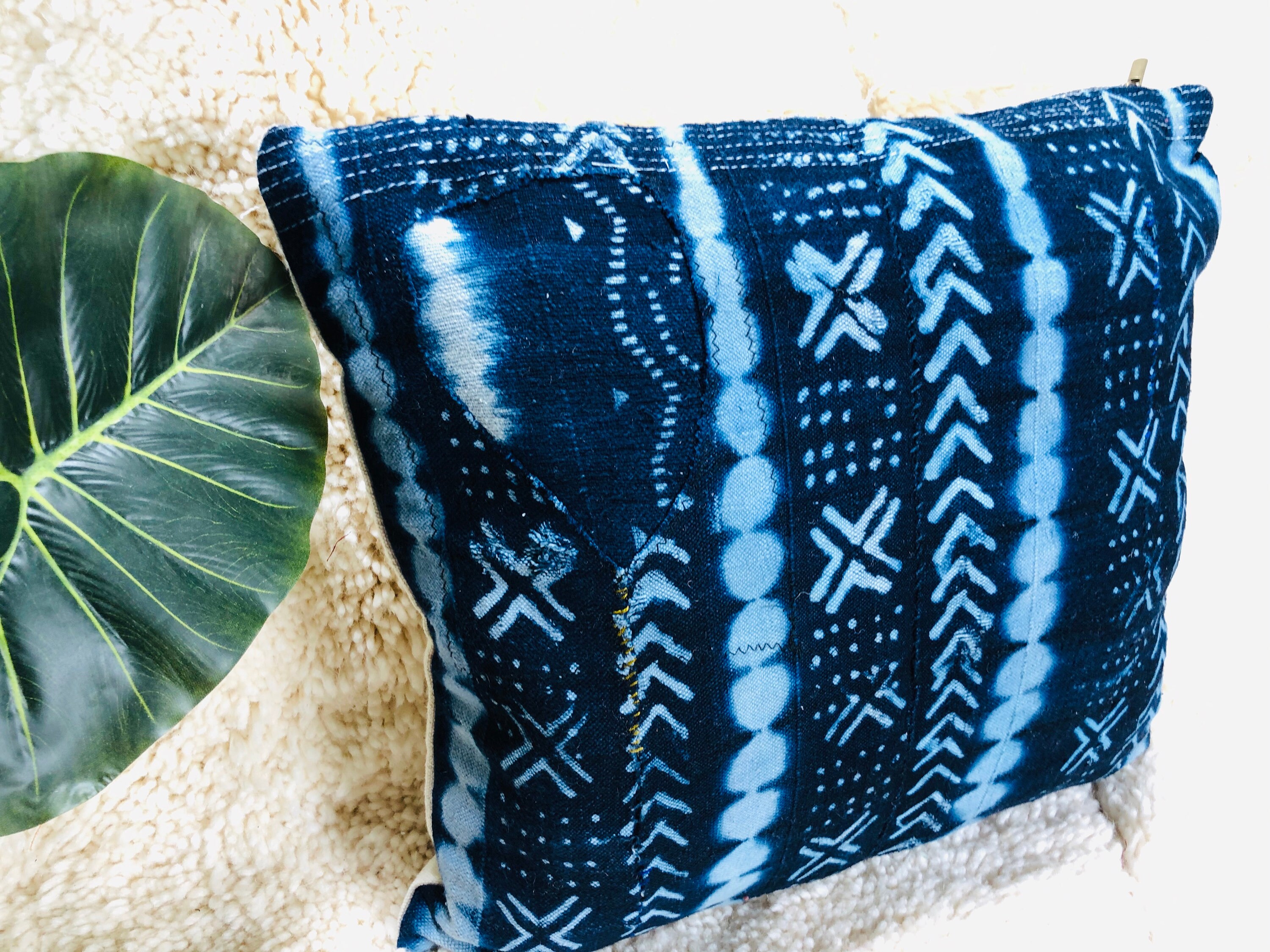 Indigo, Blue, Bogolan, Pillow, Moroccan Pillow Covers , 40% Off Pillow Decorative For Bed, Rug Pillo