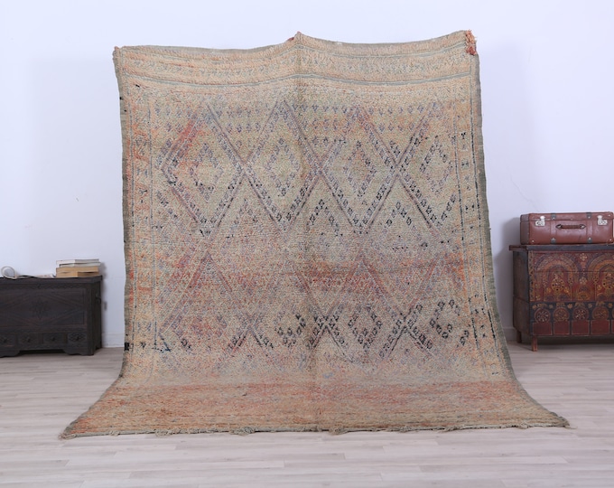 Large Moroccan Rug,Berber Wool Rug,Vintage Area Rug,Authentic Rug,Boho Berber Rug 9.5 x 6.7 FEET
