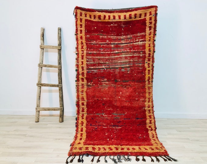 Vintage rug Moroccan rug Berber rug Wool rug Morocco rug Bohemian rug knotted rug Azilal rug 6.6x3.2Feet Freeshipping
