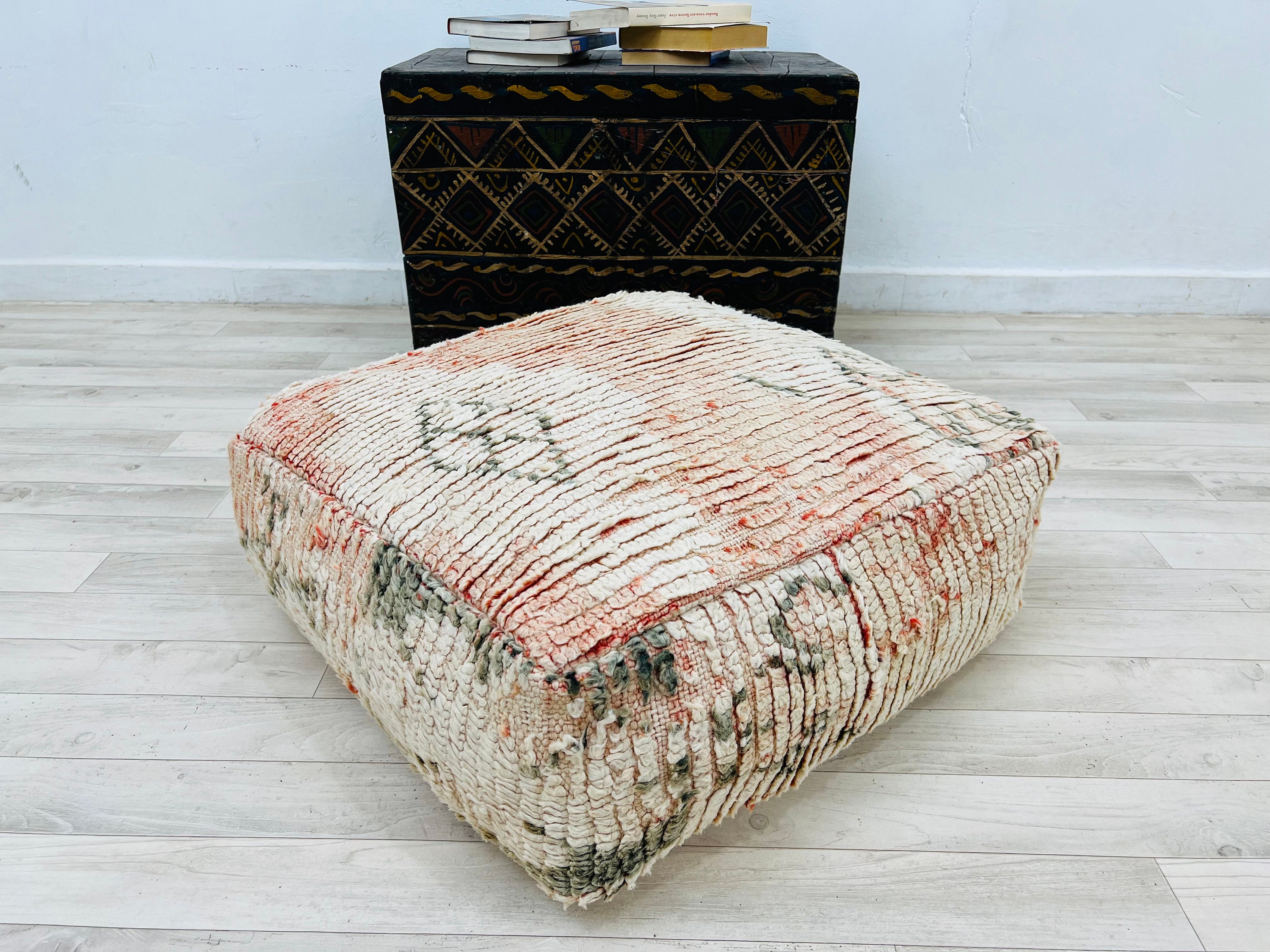 Moroccan Floor Cover Square Pouf Handmade Cushion Ottoman Puf Set Free Gift Wrapping 24 8