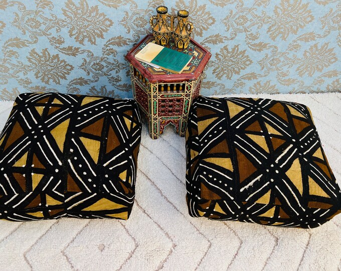 30% off Mudcloth Floor Cushion,Mudchloth pouf cover,African pouf,stool covers ottoman  24" 24" 8" Inches