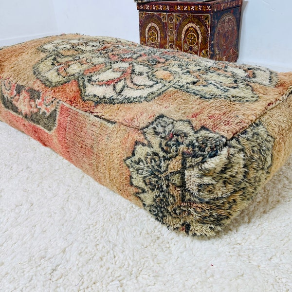 Rectangular Ottoman Berber Vintage Pouf -Morrocan Floor Cushion-Aprox 48"24"8"