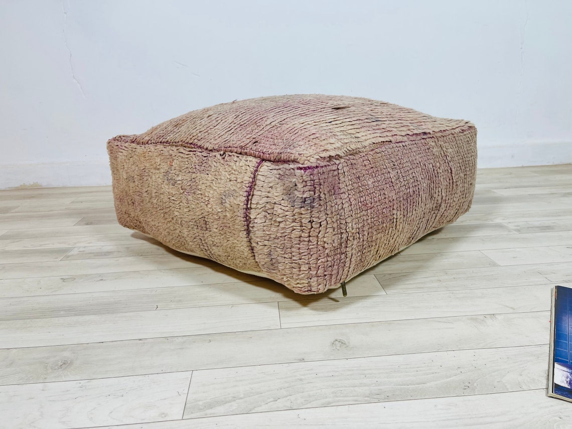Vintage rug pouf_Home Decor Pouf_Assorted Pink Home Decor_80s Etsy
