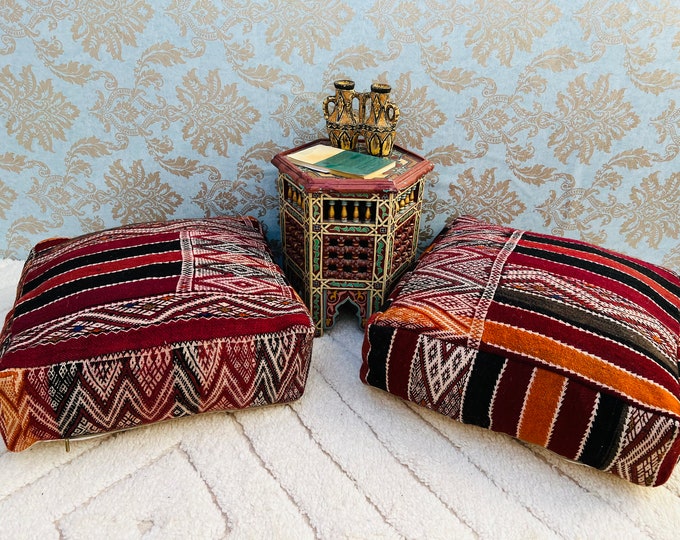 Amazing Moroccan floor cushions handmade poufs stool covers ottoman 24" 24" 8" Inches