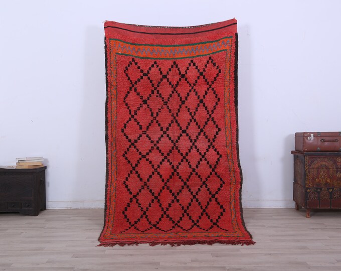 Bohemian wool rug,Knotted organic rug,Vintage tribal carpet,Contemporary vintage rug 7.5ft x 4ft