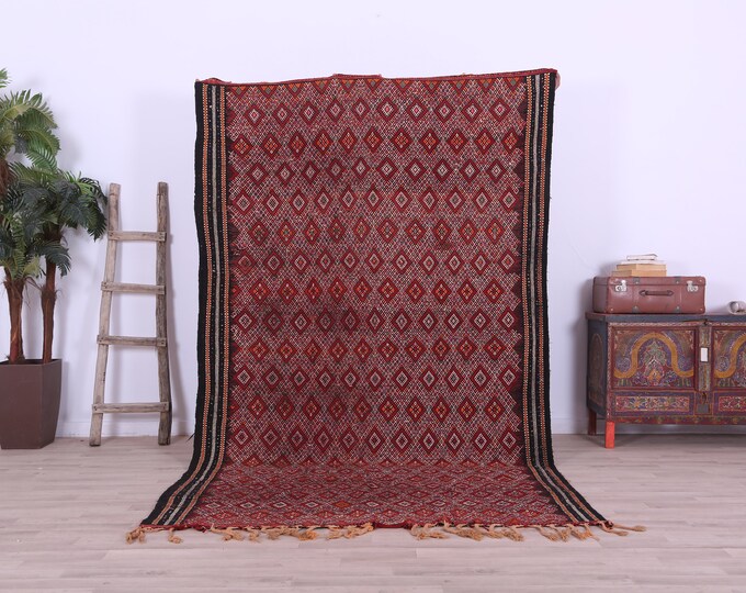 Moroccan rug,Berber design rug,Handwoven rug,handmade flat woven,Tribal rug 9.4x5.5FT