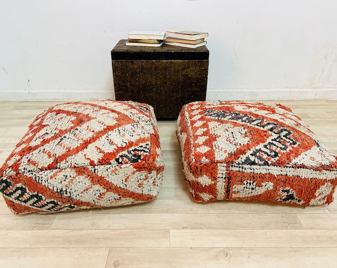 Vintage Floor Cushion Ottoman Cushions Cover Berber Floor Cushion Stool Cover 24" 24" 8"