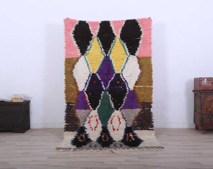 Berber Colorful Boucherouite-Handmade Moroccan Rug 7 x 4 FT