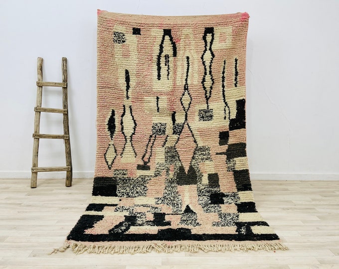 8.2 x 4.8 FT Faded Pink Rug For livingroom-Berber Wool Rug-Shaggy Pink Rug