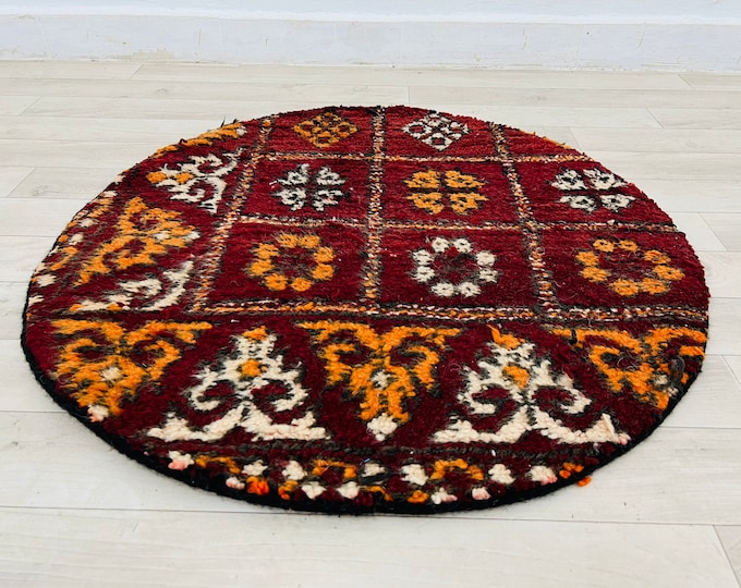 Moroccan Round Rug,Vintage Rug,Unique Circle Rug,Circle Rug,Rustic Decor Rug 2.2 x 2.2FEET