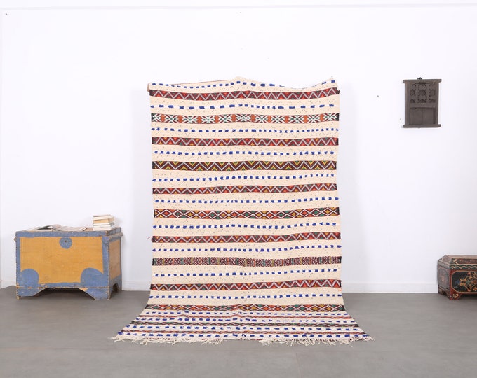 Blanket rug,colorful blanket,Moroccan traditional carpet,Handeras rug 9 FT x 5 FT