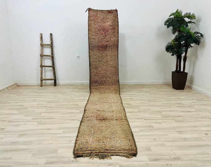 Vintage Moroccan Runner Rug Handmade Runner rug Entryway Rug Large Runner Rug 13.3 x 2.2 FT