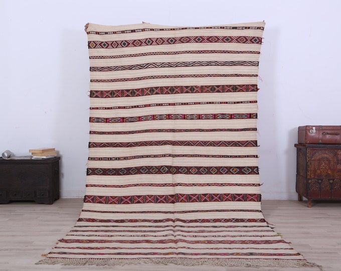 Tribal vintage kilim rug, wool kilim rug, oriental kilim rug, handmade kilim rug 9.5x5.3FT