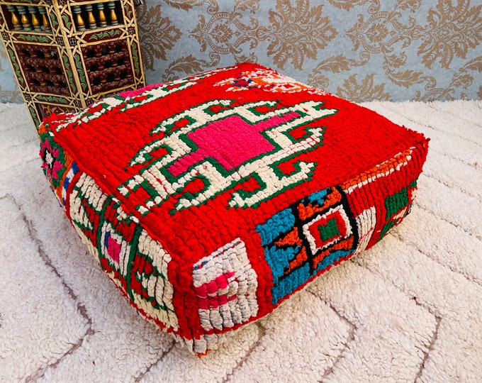 Ottoman Floor Cushion Handmade pillow cover Square pouf 24" 24" 8" Inches