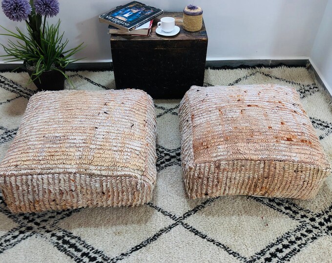 Vintage moroccan pouf square pouf floor cuhion ottoman stool 24"24"8"