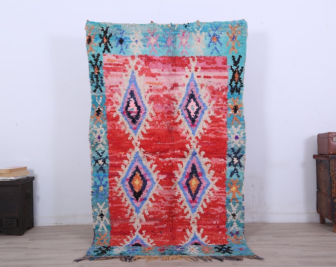Colorful Boucherouite rug,Area rug,Tribal handmade Boucherouite,old Boucherouite rug 6.6ft x 4ft