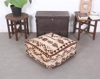 Organic Floor pouf,Moroccan Stool cover,Cushion Floor Cover,Square Pouffe 24" x 24" x 8"