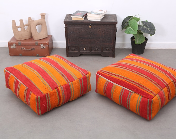 Colored wool pouf,Square floor cushions,Amazing poufs 24" 24" 8" Inches