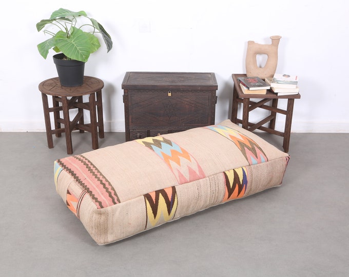 Wonderful large Floor Cushion ,Moroccan Kilim Pouffe Handwoven Floor pouf Large Pouf 48" 24" 8"