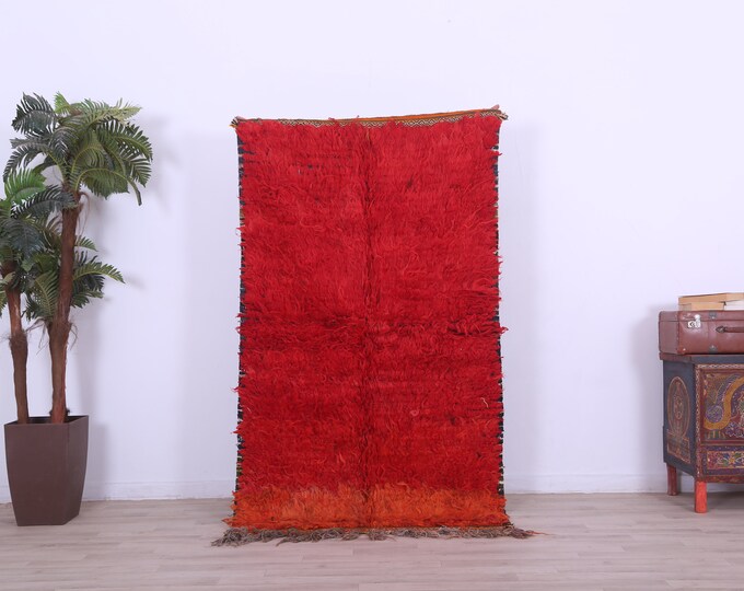 Red Moroccan decor rug,Vintage rug,teppich rug,Boho rug 6.4x3.7FT