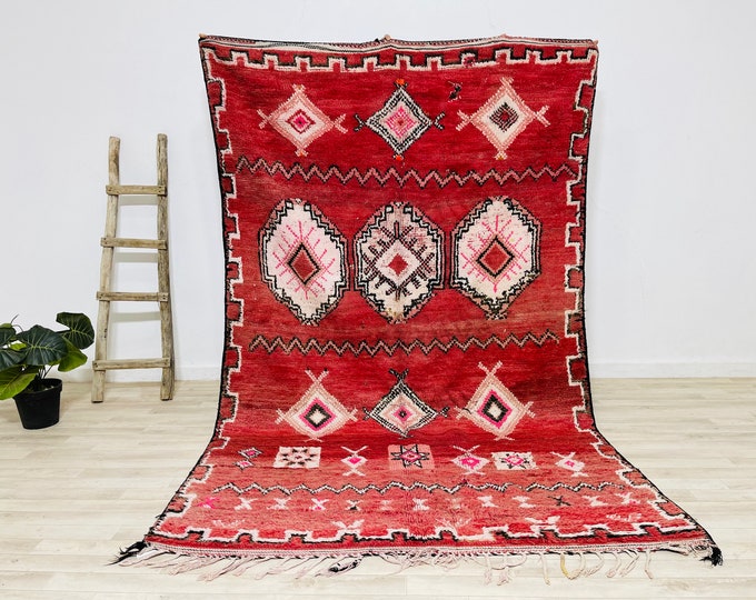 Moroccan Pink Faded Rug 8.8x5.5 Feet Area Rug Home Decor Floor RugTribal Rug Morrocan Berber Rug 8x5