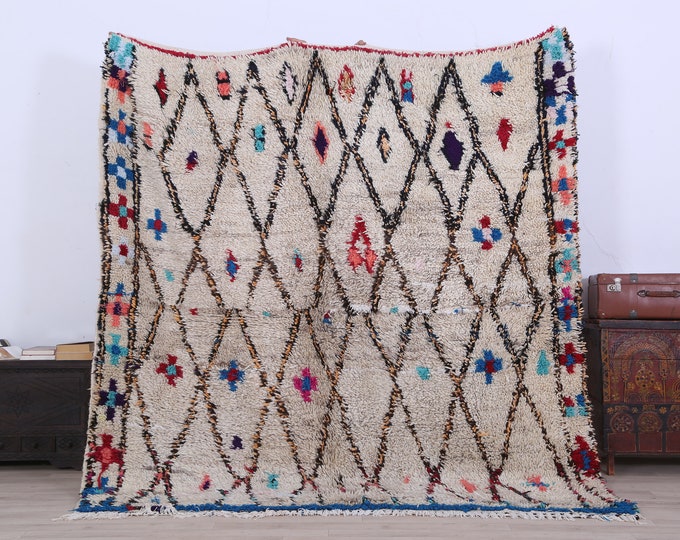 Moroccan Fine Rug,Boho rug,Area Rug,Colorful Rug,living room rug 6.8 x6.5 FEET