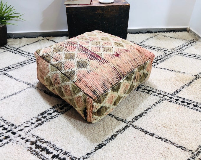 Bean Bag Vintage Pouf,Footstool,Handmade Cushion,Moroccan Footstool Pillow Cover 24x24x8,Freeshipping