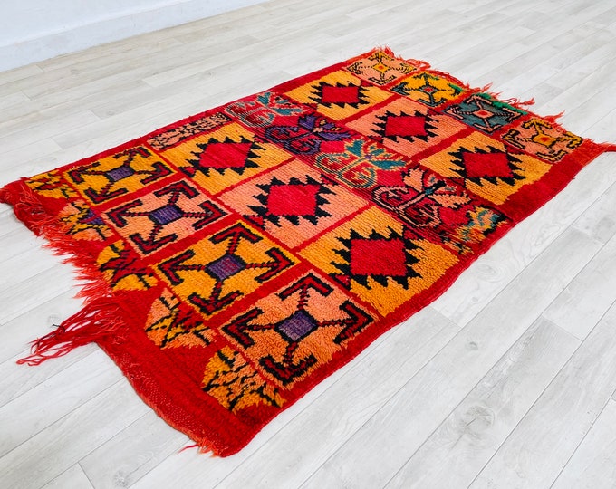 Moroccan Rug,Wool Rug,Accent Rug,Laundry Rug,Entryway Rug,Hallway Rug,Home Decor Rug 4.1 x 2.9 FT,Free Repair